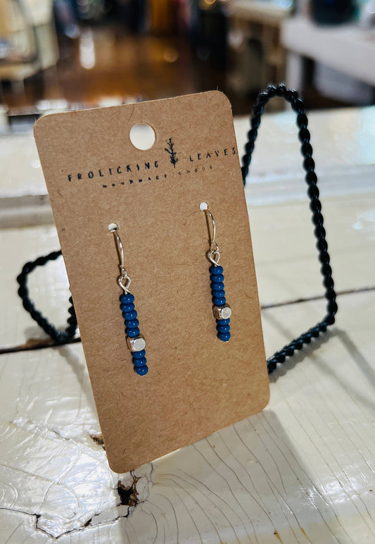 JEWELRY: Beaded Earrings in Blue & Silver