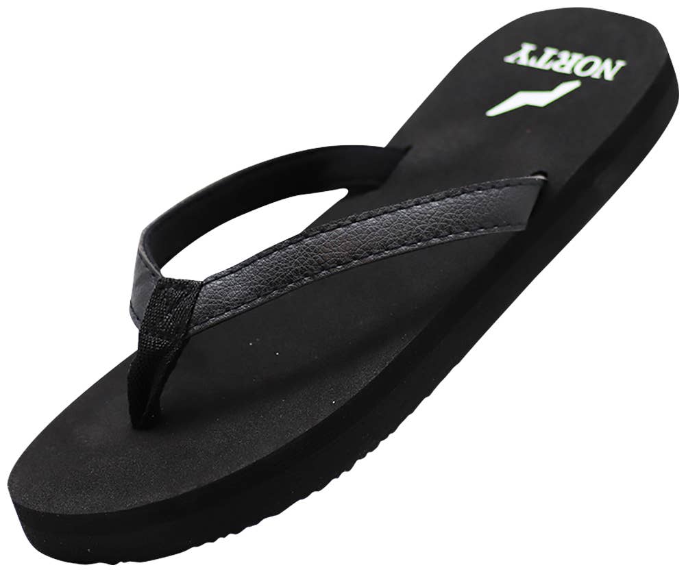 Soft Cushioned Footbed Flip Flop Thong Sandal - Black