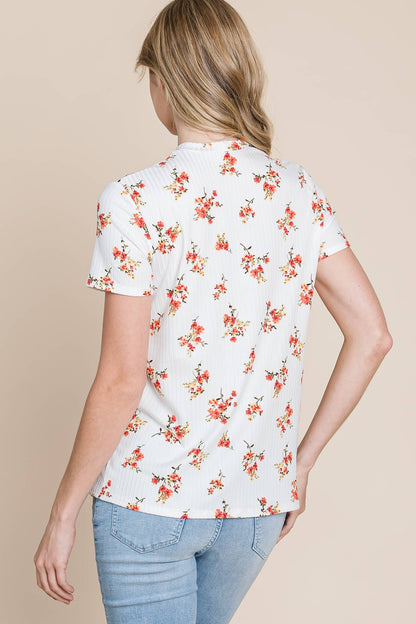 TOPS: FLORAL MOCK NECK TEE