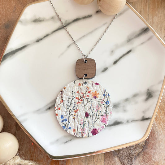 Jewelry: Walnut Rounded Square & Delicate Wildflower