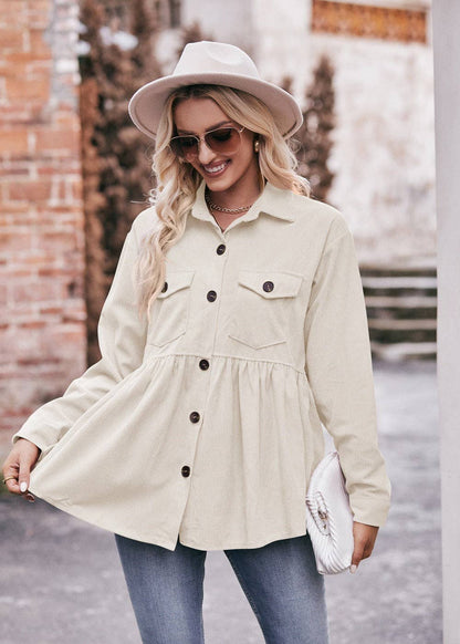 TOPS: Casual Doll Shirts Babydoll Corduroy Shirts