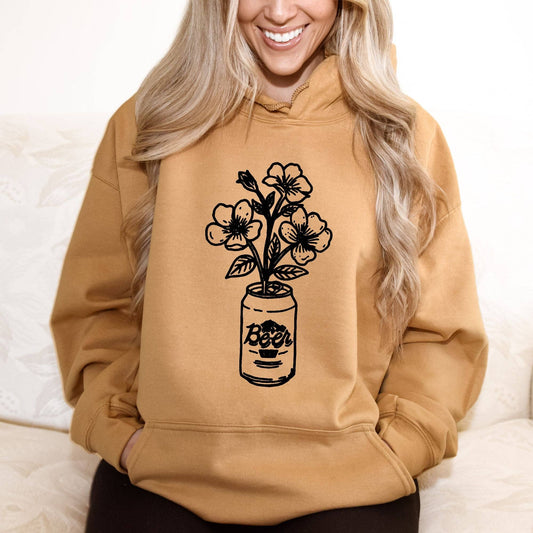 SWEARSHIRT: Floral Beer Can Hoodie Sweatshirt