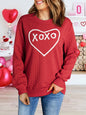 TOPS: Heart XOXO Chenille Embroidered Textured Sweatshirt