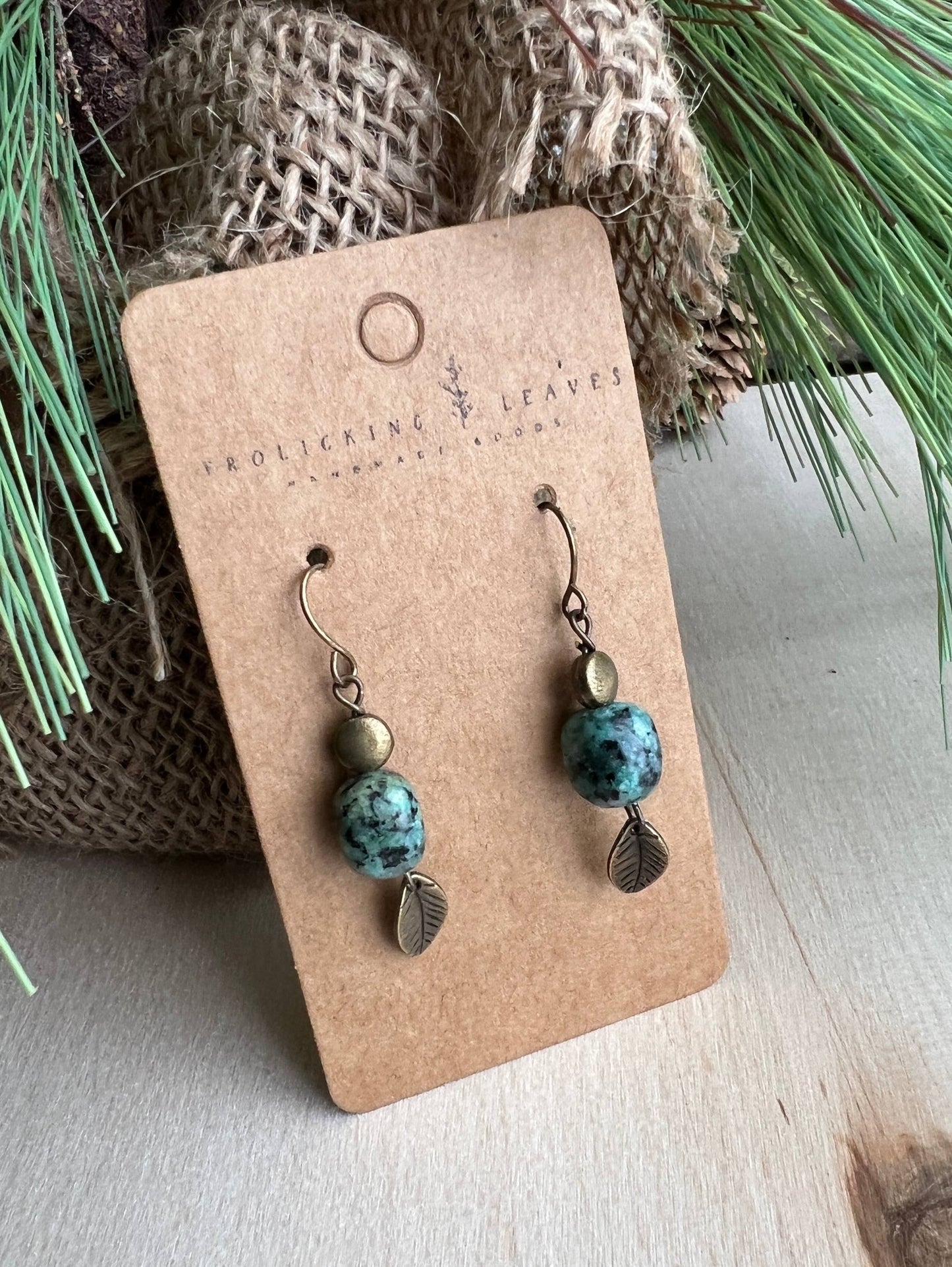 JEWELRY: African Turquoise Leaf Earrings