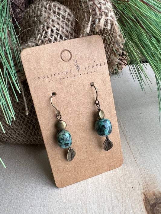JEWELRY: African Turquoise Leaf Earrings