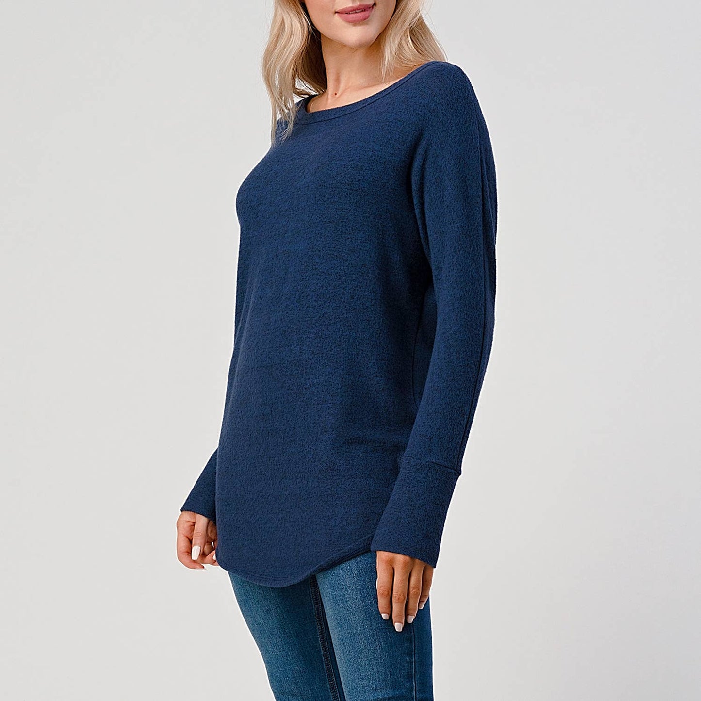 TOPS: Long Dolman Sleeve Brushed Knit Tunic Top