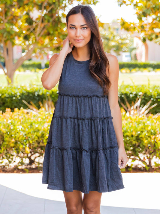 DRESS: Peplum Tiered Ruffle Swing Dress
