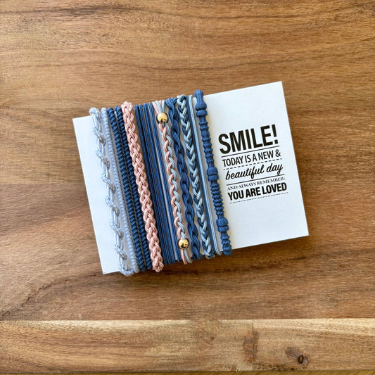 ACCESSORIES: Boho Hair Ties | Navy & Pink