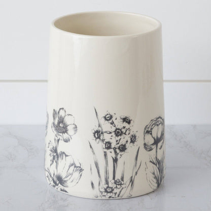 Black and White Botanical Utensil Crock (PC)