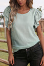 Ruffled Short Sleeve Casual Blouse