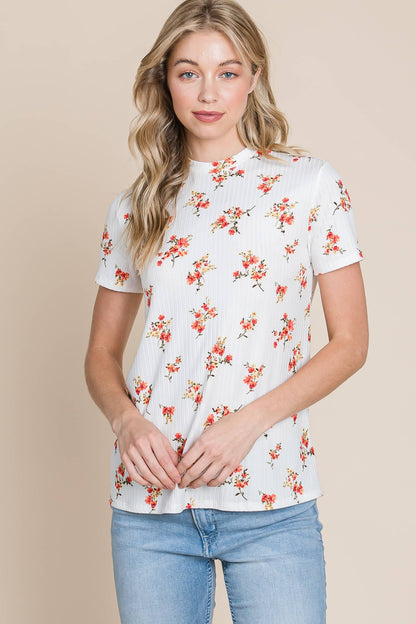TOPS: FLORAL MOCK NECK TEE