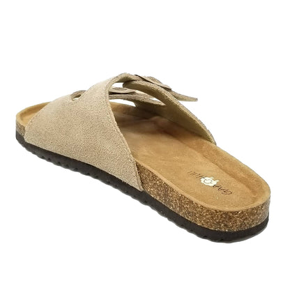 Classic 2 Strap Buckled Leather Footbed Sandal