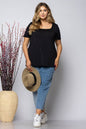 TOPS: Plus Tops RAVEN BLACK SQUARE NECK PLUS SIZE KNIT TOP ST1986-11X