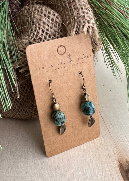 JEWELRY: African Turquoise Leaf Earrings