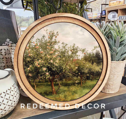 HOME: 8" Round Apple Orchard Art
