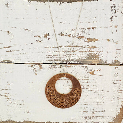 JEWELRY: Embossed Large Rainbow Circle Vintage Cowboy Brown